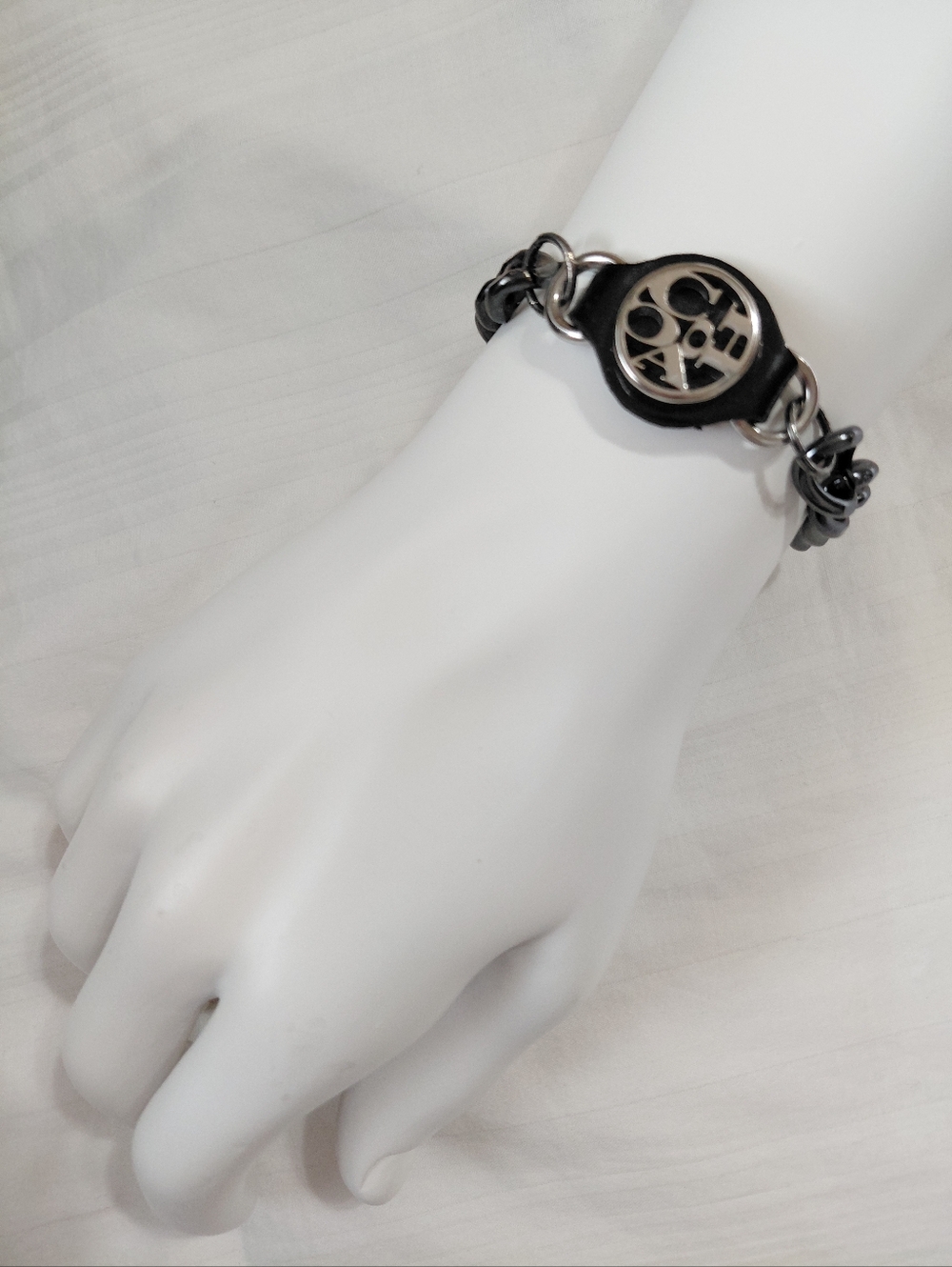 Coach Silver Black Leather Bracelet - Picture 2 of 4